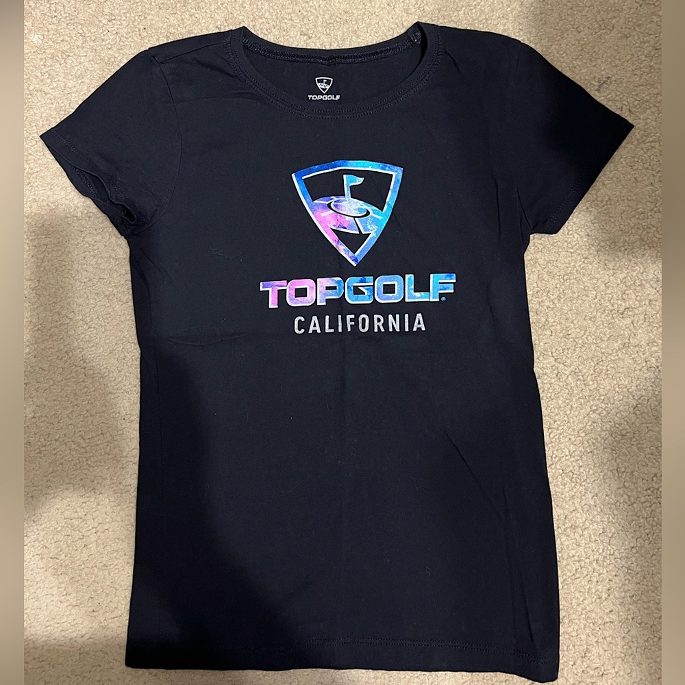 Topgolf California T-shirt with multi colored logo